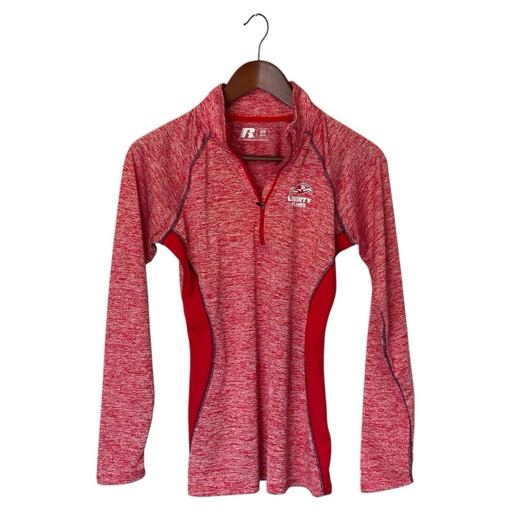 Liberty Flames Red 1/4 Zip Pullover Women's Size M 8-10 Russell Athletic NCAA